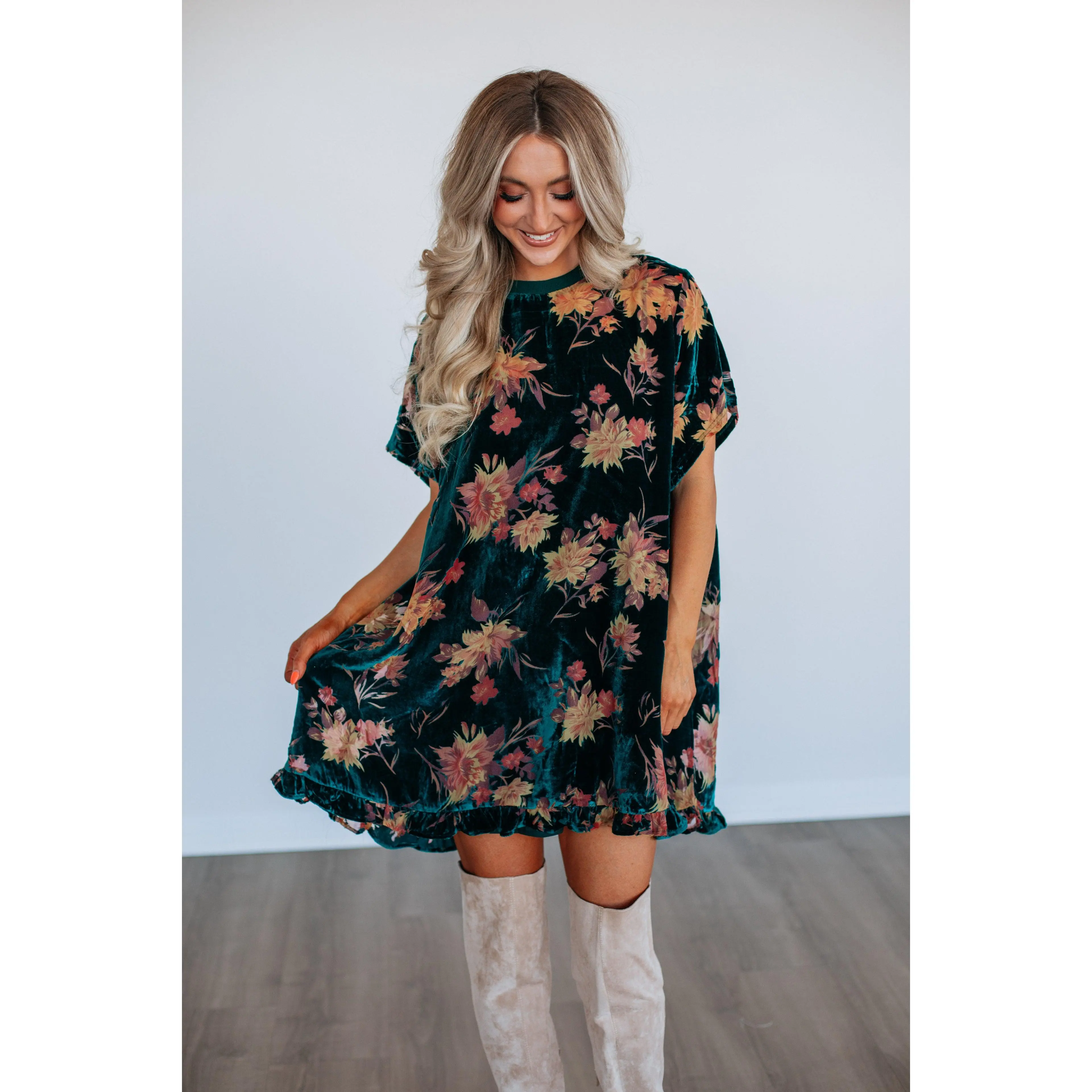 Verity Floral Velvet Dress