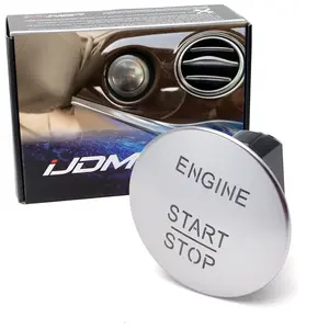 iJDMTOY Satin Silver Engine Start/Stop Push Button Replacement, For Mercedes B C CL CLA CLS E GL GLA GLC GLE GLK GLS ML R SLK Class (Fit 2215450114, 2215450514, 2215450714, 221545071464)