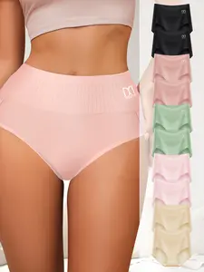 10pcs High-Waist Ladies' Briefs,  Cotton Soft Breathable Full of Elasticity Comfort Briefs Set for Ladies Womenswear, Multi-color Sexy Elegant Briefs Set for Birthday Mother's Day Gifts, XS-XXL