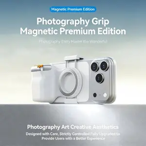 Magnetic phone camera handle, suitable for fun shooting on iPhone/Android, with detachable wireless shutter remote control, comfortable ergonomic camera handle holder