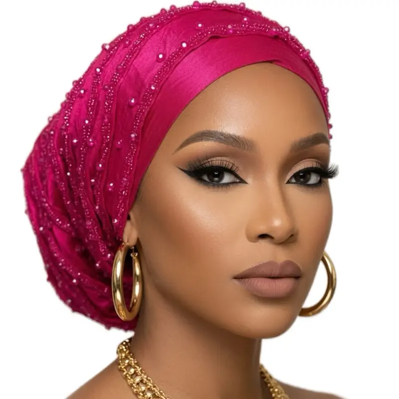 Handcrafted Twisted Beaded Luxury Turban - Female Elegant Adjustable Headband, Hairwrap, Everyday Fashion Accessory for Ceremony, Special Occasions