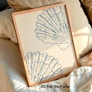 Aesthetic Neutral Seashell Line Art Canvas, Unframed Coastal Print, Boho Beachy Decor for Living Room & Office, Coastal Home Decor