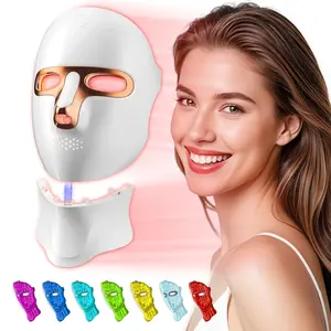 7 Color LED Light Therapy Face & Neck Mask, Cordless Rechargeable Red & Blue Photon Skincare Device for Anti-Aging, Wrinkle Reduction & Radiant Glow, Ideal Christmas Gift for Women