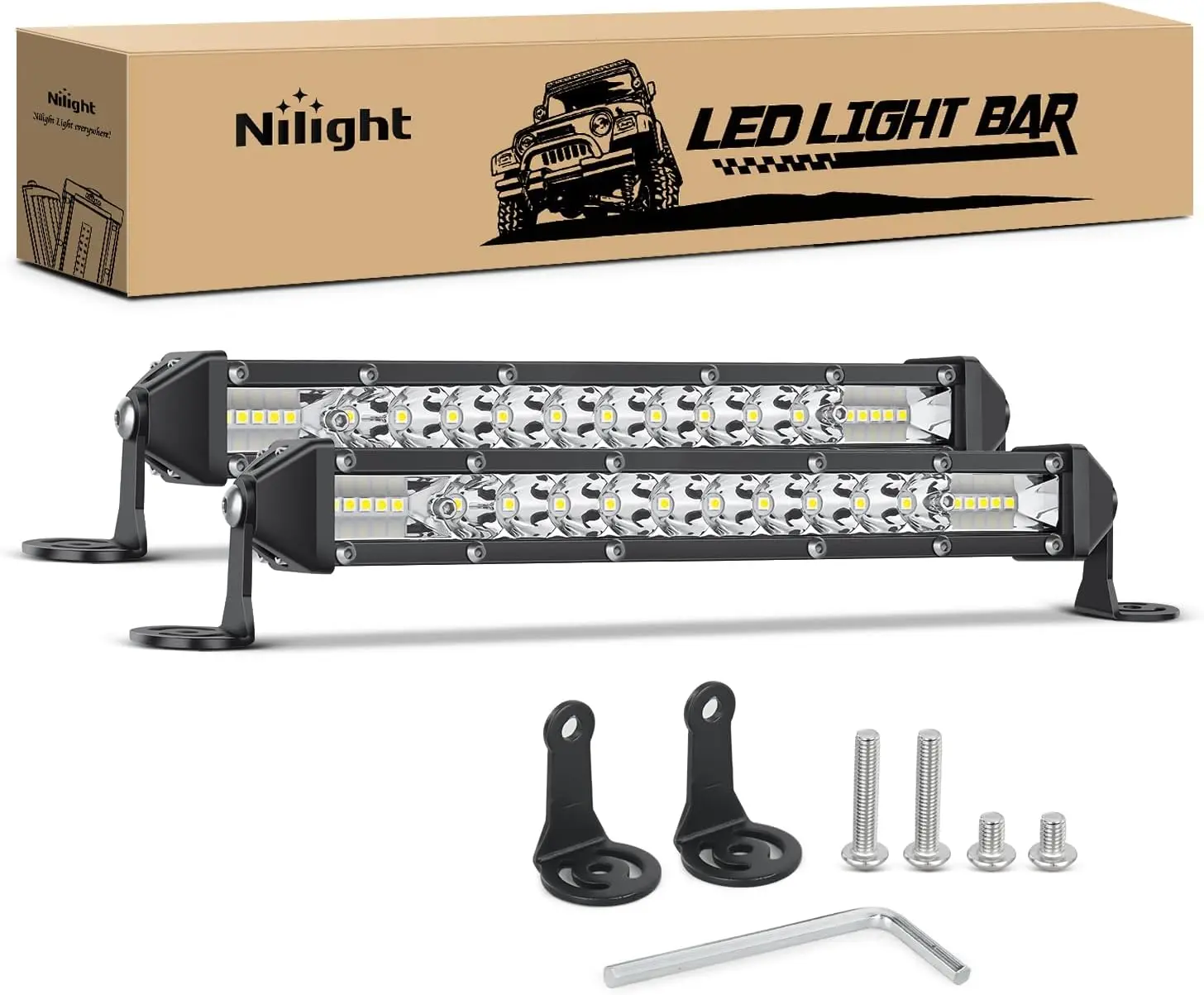 Nilight Slim LED Light Bar 2Pcs 11 Inch 26LED Single Row Spot Flood Combo Fog Light Driving Light Work Light Roof Bumper Lamp Offroad Light for 4x4 Trucks SUV ATV UTV dealsforyoudays, Off Road Lights, Led Lights Car