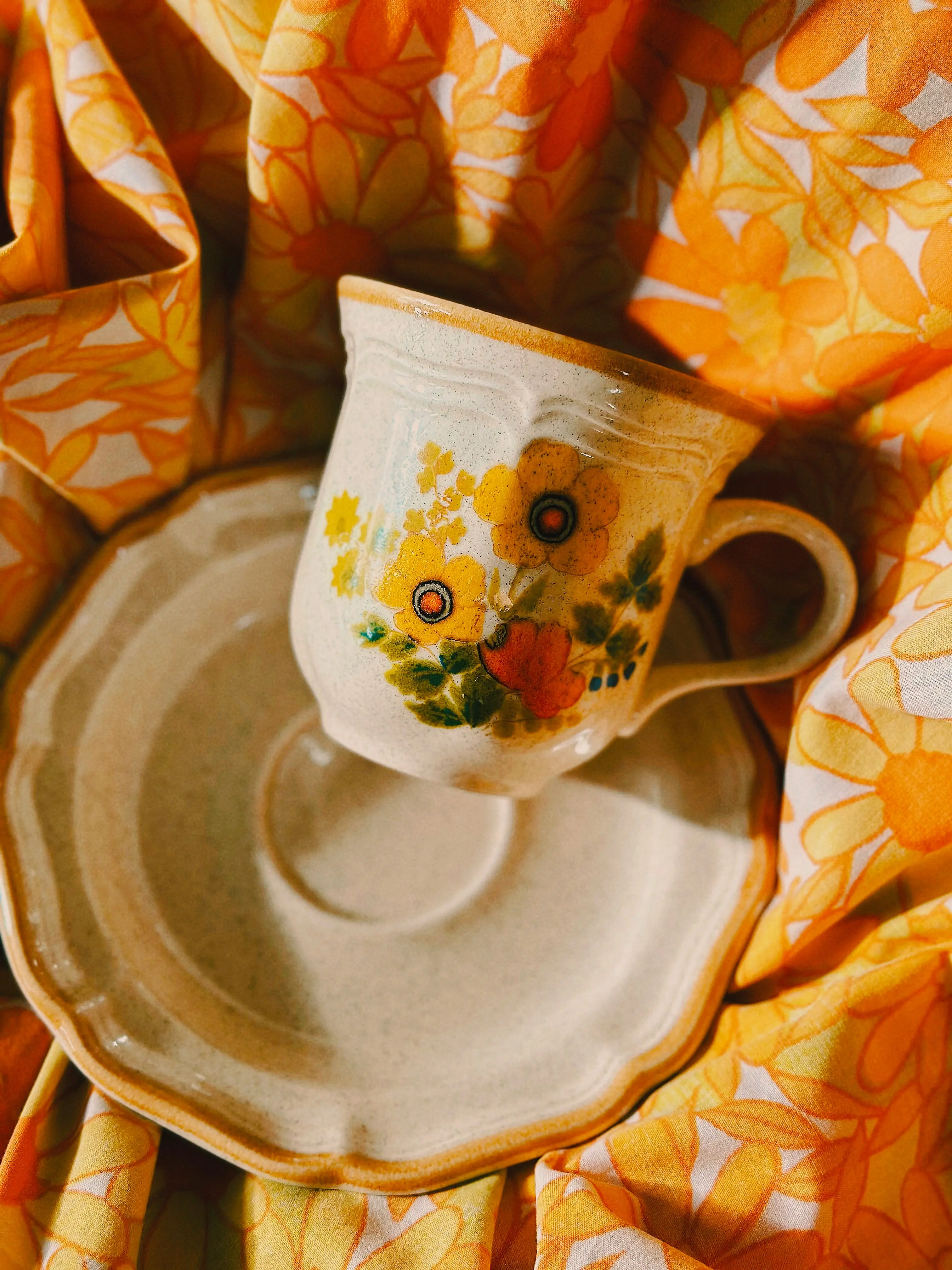Vintage Mikasa Garden Club Tea Cup & Scalloped Saucer Set