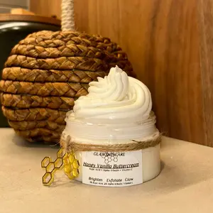 Brightening Whipped Honey Vanilla Buttercremé:  with actives Kojic Acid, Alpha Arbutin, and Vitamin C