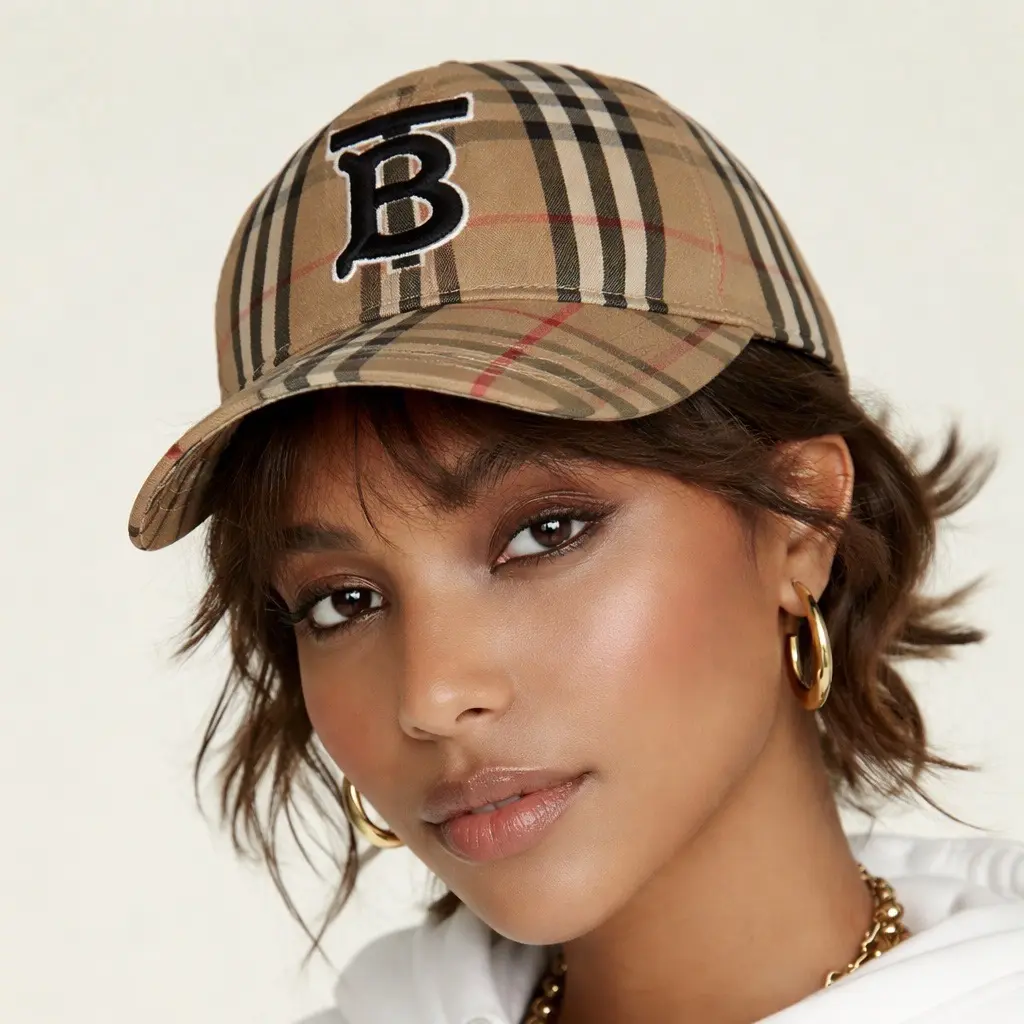 Pre-owned BURBERRY Cotton Bag Accessories Logo Plaid Baseball Cap Size Medium