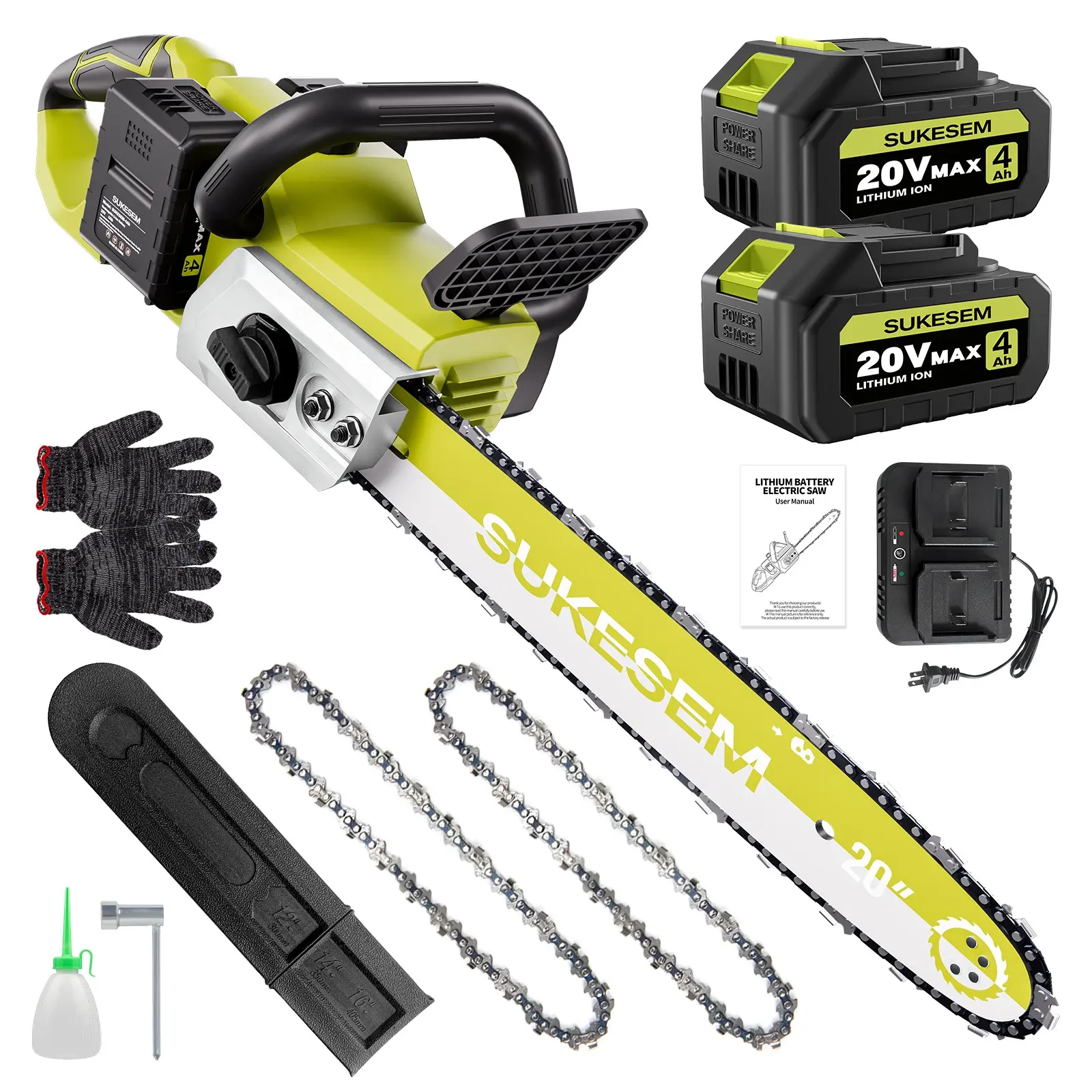 20-inch brushless electric chainsaw, cordless chainsaw with automatic lubricator, handheld electric chainsaw with safety lock, chainsaw with brushless motor, for wood/tree trimming, branches, tree pruning, portable saw
