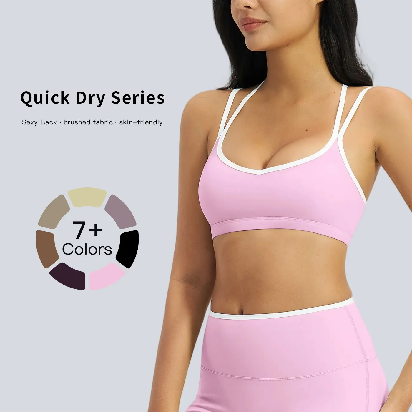 Tenwolf women’s color-block yoga bra with shoulder straps, suitable for running and fitness; comfortable sports bra; yoga training activewear; tie-back sports bra