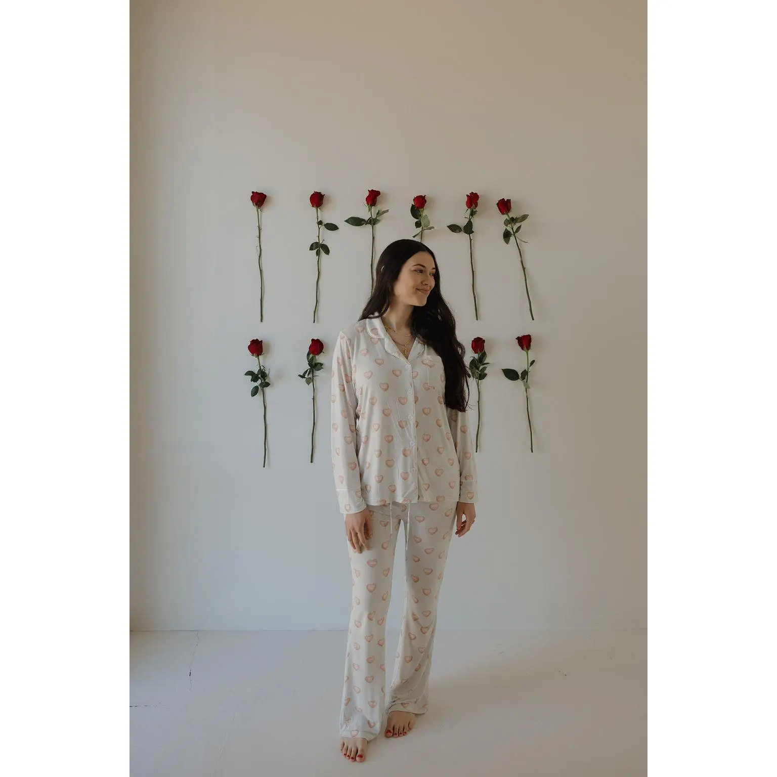 Women's Bamboo Button Up Lounge Set | Love Notes - Grey