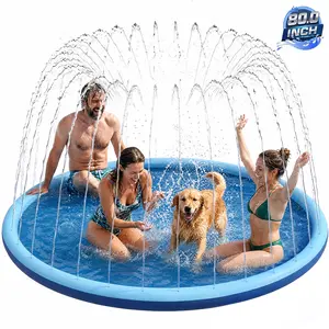 Splash Pad for Kids Ages 4-8, 80" Wide 5mm Thicken Sprinkler Dog Pool, Non-Slip Toddler Outdoor Water Toys for Summer, Backyard Garden Lawn Fountain Play Mat for Parent Kids Baby Pets
