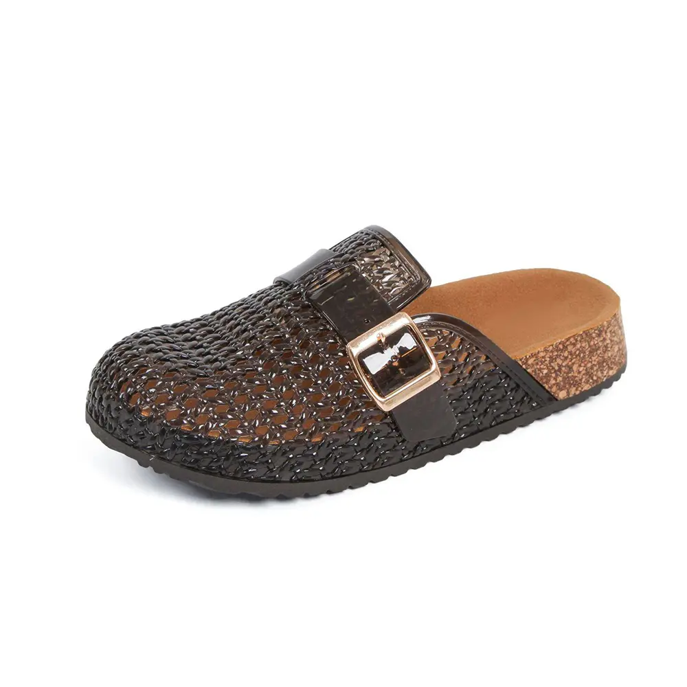 Women's Clear PVC Jelly Mules Slip On Summer Sandals Adjustable Buckle Open Toe Lightweight Comfortable Beach Vacation Casual Shoes – Size Up for Better Fit
