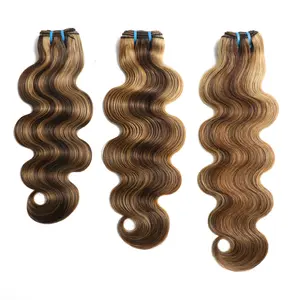 LUCKSTAR #Summervibes Highlight Human Hair Bundles Honey Blonde 4/27/30 Ombre Hair Wefts Extensions 100% Real Vietnamese Human Hair Soft Silky No Tangle Perfect for Sew In & Quick Wave