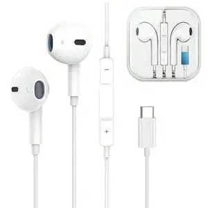1 Packs USB C Headphones for iPhone 16/15 Earbuds with Microphone & Volume Control HiFi Stereo In Ear Design Type C Earphones for Galaxy S23/S22/S21/S20/Ultra Note 10/20, for iPad Pro Pixel 7/6/6a/5/4 and More Headset