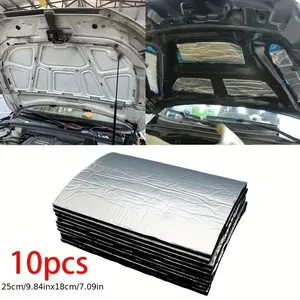 10pcs Car Engine Hood Sound Deadener Pad, Noise Reduction Insulation Thermal High Temperature Resistant Padding with Adhesive, 5mm Thick, Universal Fit for Cars and Trucks, Installation