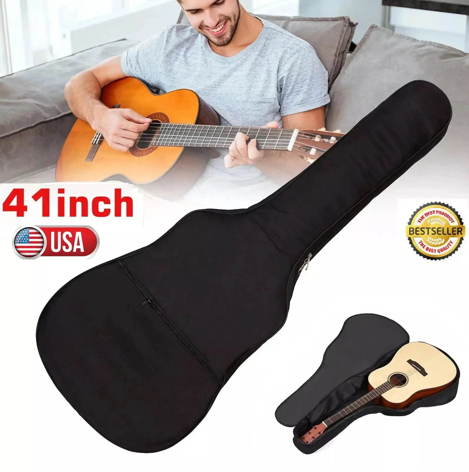 41 Classical Acoustic Guitar Case, Waterproof Gig Bag, Heavy Duty Soft Backpack