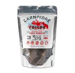 Carnivore Crisps Beef Ribeye, Premium Beef Ribeye for Cooking and Seasoning, Rich in Protein, Paleo & Keto Friendly, 1.5 oz