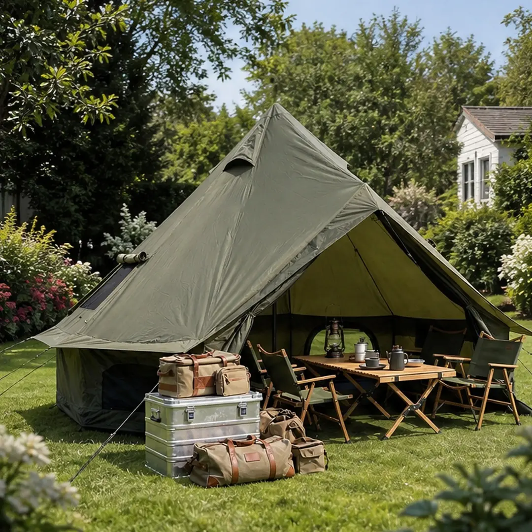 ARCH 9.8FT Green Waterproof Wear-Resistant Oxford Fabric Bell Tent - Lightweight Portable Rain Shelter with Stove Jack, Advanced Ventilation, Easy Setup for 4-Person Family Camping (118.1Wx118.1Dx78.75H in), Lightweight Portable Tent, Party Tent Shelter