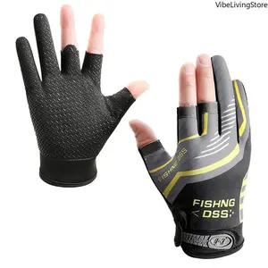 Fishing Cycling Gloves Men Summer Three Finger Cut Gloves for Fishing Sun Protection Male Anti-Slip Drive Breathable Thin Gloves