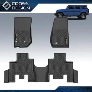 CROSSDESIGN TPE Floor Liners All Weather Floor Mats Fit For 13-18 Jeep Wrangler JK 4 Door, Car Foot Mats