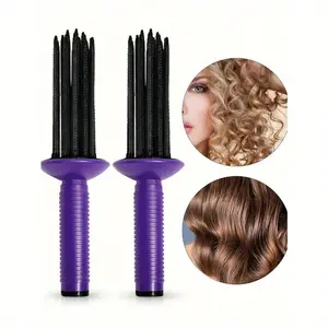 Round Fluffy Curl Curling Comb - 1pc/2pcs Hair Brush Curling Wand Hair Styling Tool