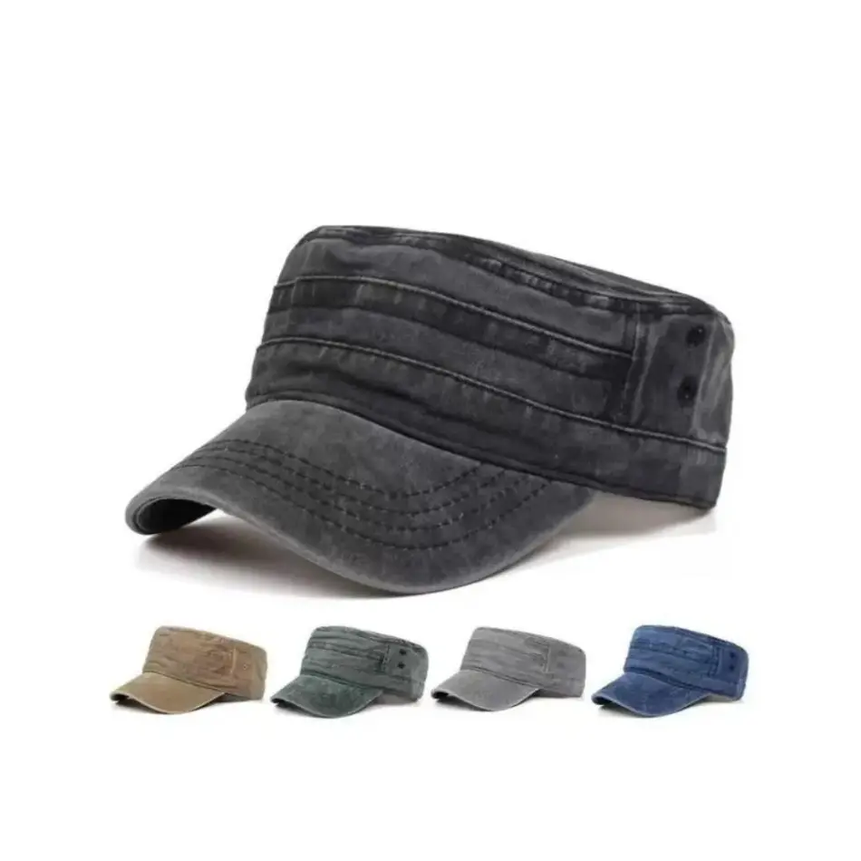 Men's Retro Flat Top Army Snapback Cap - Adjustable 1 Size Streetwear Accessory for Outdoor Sun Protection, One Size