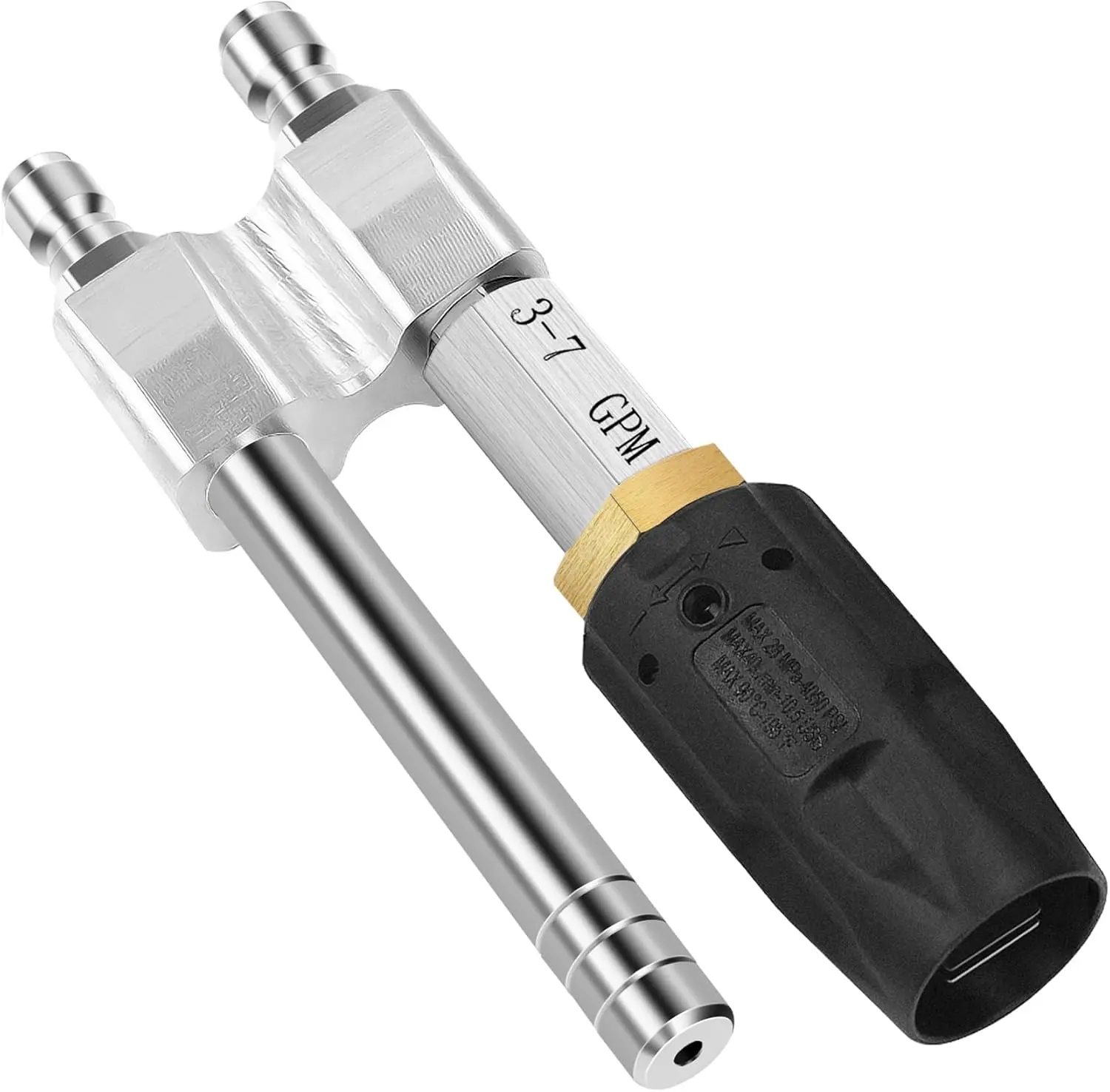 Downstream Soft Wash Nozzle,2-in-1 shooter tip M5 Long Reach Soap Twist Nozzle 0 to 60° spray pattern, for use with Pressure Washer 3-7 GPM