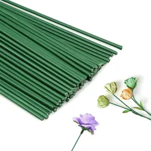 100 Pcs 16 Inch 14 Gauge Floral Stem Wire Stems Crafts Wire for DIY Artificial Flower Arrangements Wreath Making Supplies