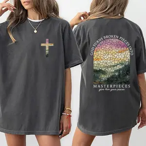 God Turns Pieces Into Masterpieces Shirt, Christian Graphic Tee Women, Bible Verse Printed Women Tops, Unisex Christian Apparel, Religious Comfy Oversized Graphic Tee, Gift For Christians, Tops For Women, Womenswear Cotton Fabric Comfort Chic Style