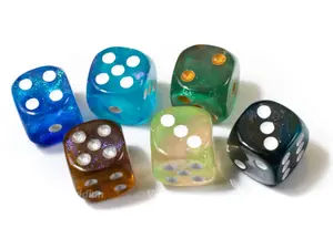 Pipped D6s | Glittery Set of (6) D6s | Green Blue Brown Applesauce Teal Aqua