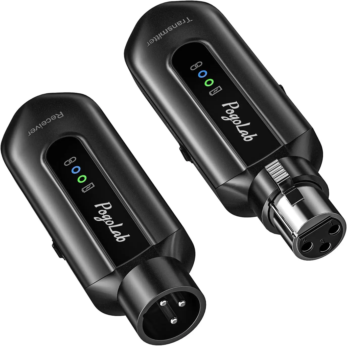 POGOLAB 2.4Ghz XLR Microphone Wireless System Transmitter Receiver, Rechargeable Wireless Mic Adapter for Audio Mixer, Dynamic Mic, 48V Phantom Power for Condenser Mic, for Music Lovers Girls Boys Friends Gift