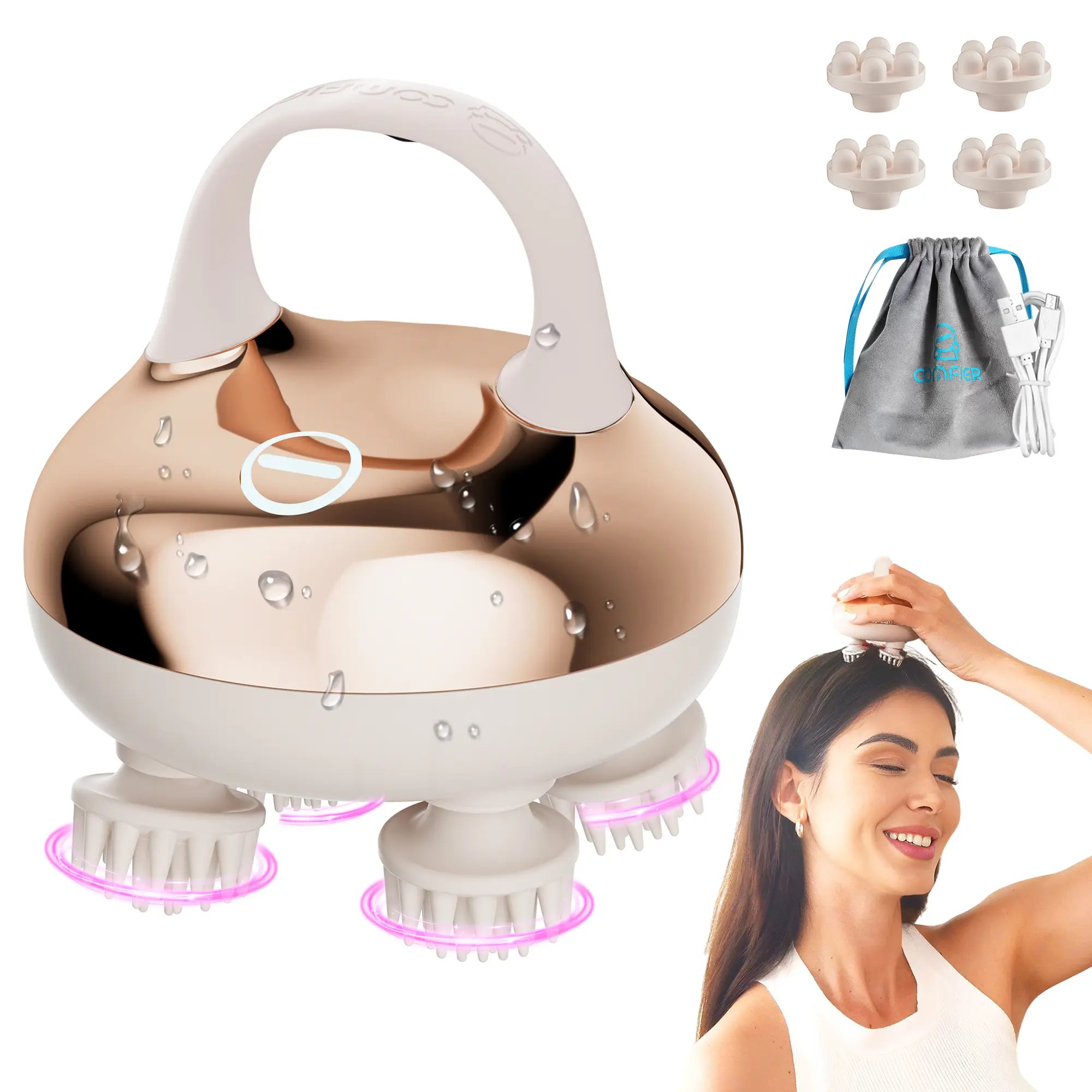 COMFIER Cordless Scalp Massager with 3 kneading Modes, [2026] Gift for Men,Women,Waterproof Head Massage with 8 Claws for Deep Cleansing,Head Scratcher,Body Massager,Cat Massage