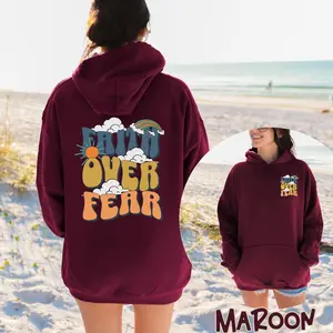 Faith Over Fear Hoodie Christian Hoodie Jesus Hoodie Religious Hoodie Bible Verse Sweatshirt Trendy Church Hoodie Aesthetic Christian hoodie