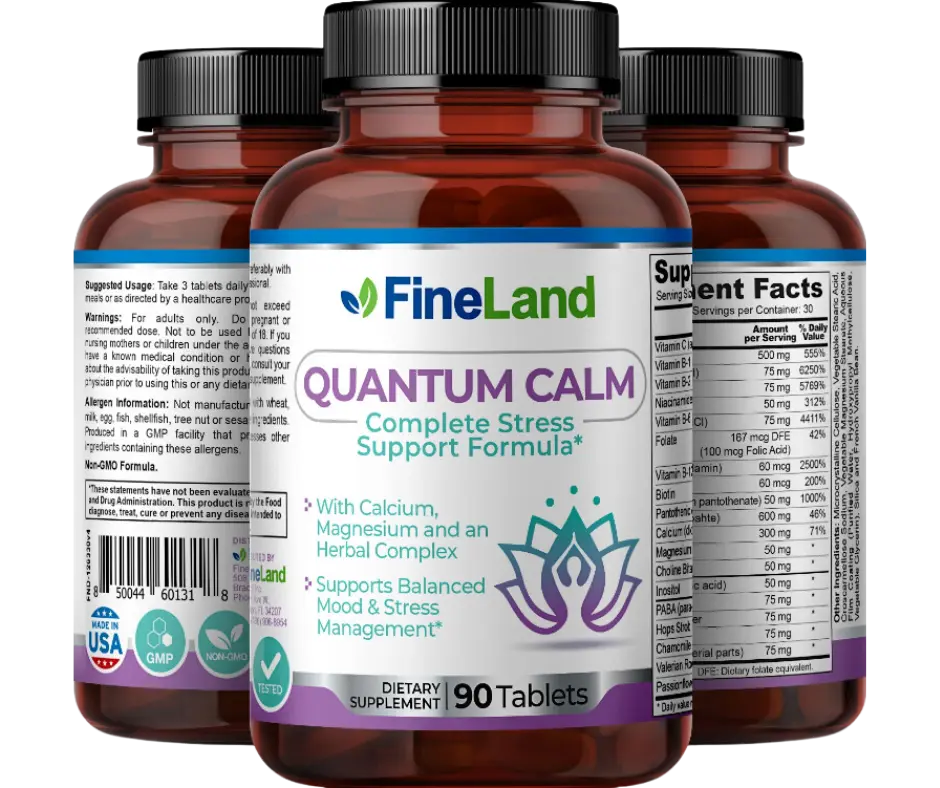 FineLand QUANTUM CALM Supports Balanced Mood & Stress Management, With Calcium, Magnesium and an Herbal Complex Healthcare Natural