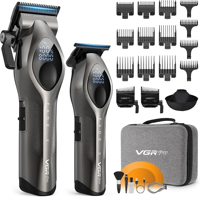 VGRPRO FADEX Hair Clippers for Men, Cordless Professional Clipper & Trimmer Set | Designed for home haircuts with guide combs for easy trimming and an adjustable fade blade for added cutting flexibility