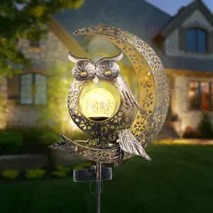 Owl Solar Lights Garden, Outdoor Waterproof Garden Decorative Owl Decor Lights for Patio Table Pathway Balcony Lawn Yard Decor Present for Mom Grandma Birthday