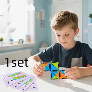 Magic Cube Puzzle Rotating Triangular Colorful Blocks, 25 Cards with 100 Questions, Perfect Gift for Friends & Family, Ideal Present Idea
