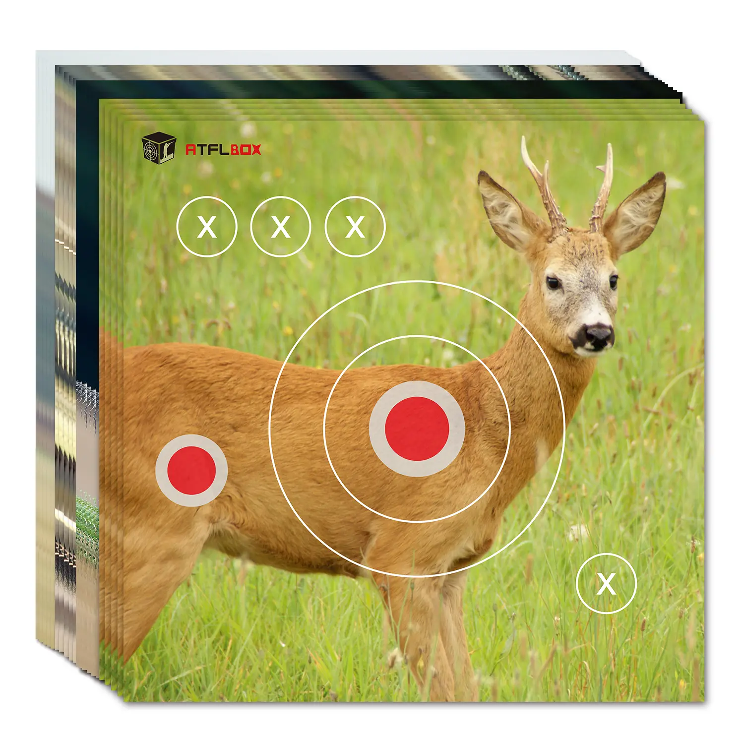 Atflbox 100-Pack 12x12 in Realistic Animal Target Papers (4 Designs), High-Visibility Hunting Targets for Accuracy Training, Sports & Outdoor Recreation Equipment, Shooting