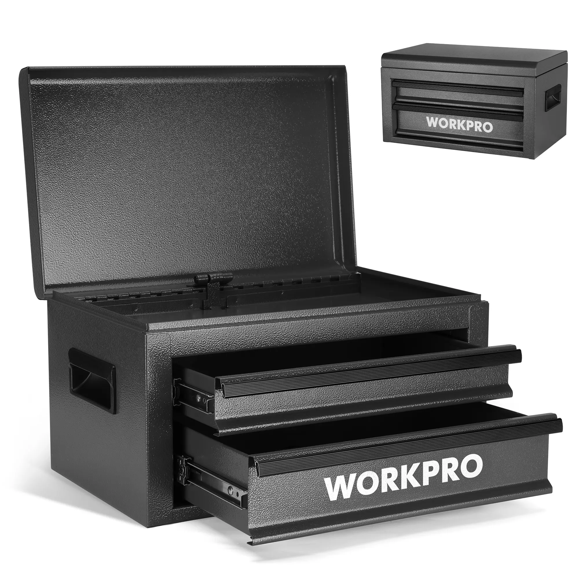#Summersales WORKPRO 15-Inch Heavy Duty Metal Tool Box with 2 Sliding Drawers, 1 Top Storage & Carry Handle, Portable 85 lbs Load Capacity Organizer for Home/Office, Garage