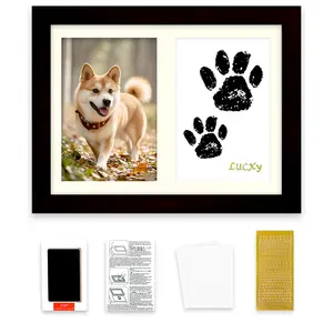 Pet Ink & Clay Paw Print Keepsake Kit - Clean-Touch Ink Pad, Soft Clay, Large-Area Impression Tool with Frame, Safe Easy-to-Use Memorial Gift for Dogs & Cats with Footprint Display & Photograph Capability