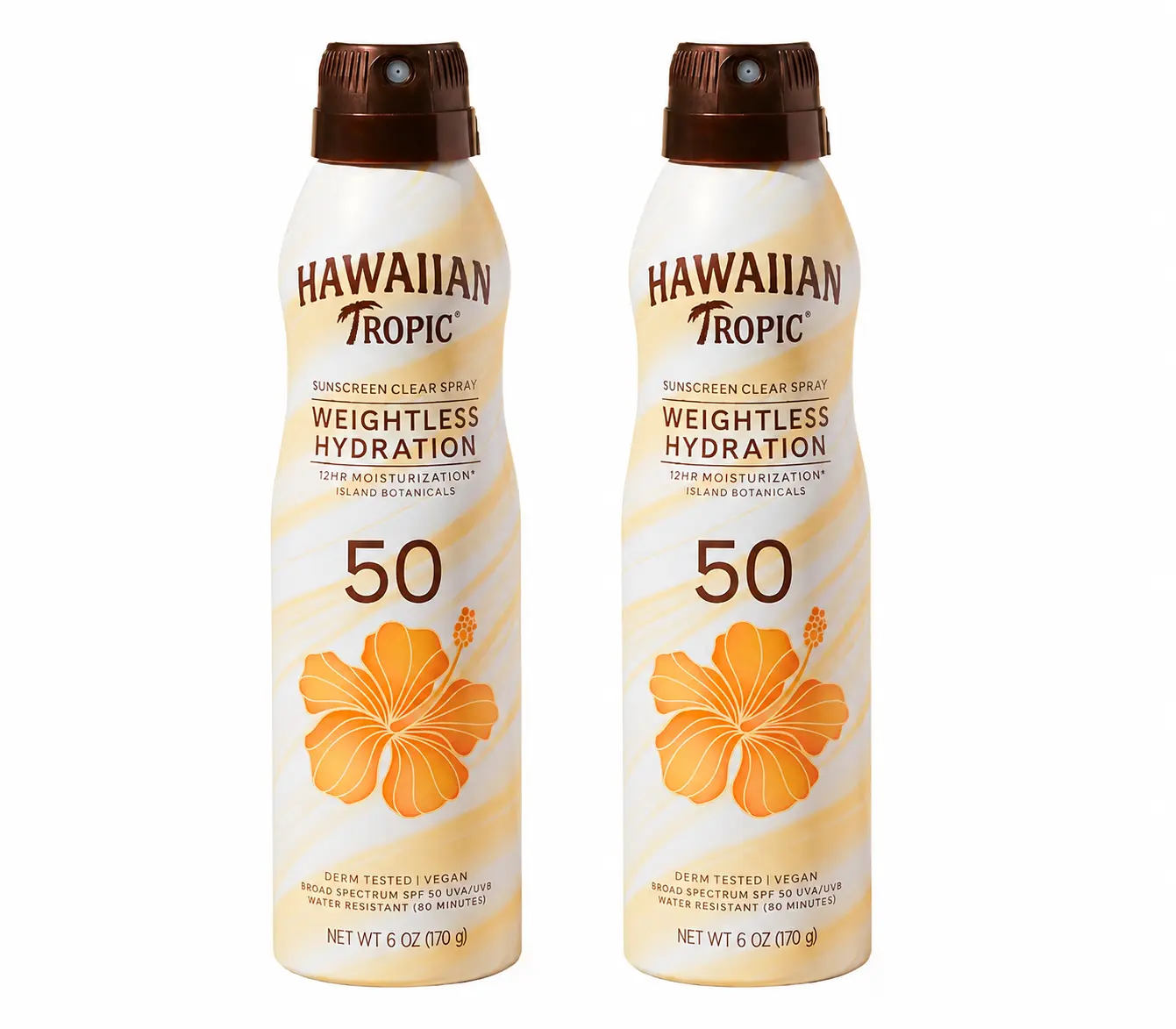 Hawaiian Tropic Silk Hydration Weightless Body Sunscreen Spray - SPF 50, Avobenzone Blend, 6oz 2 Packs, Body Care, Apply 15 Min Prior