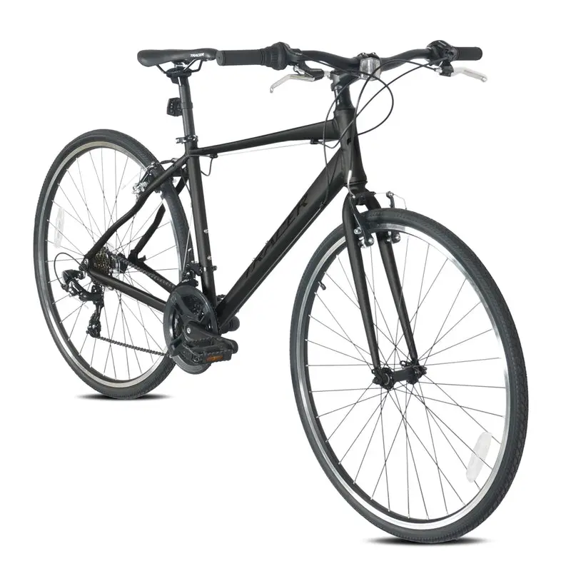 Tracer Braver 700C Hybrid Aluminum Road Bike - 21-Speed Shifter, Cycling Frames, Road Bike Frame, Medium-Matte Black, Suitable for Riders 5.4-6.4 ft, Rider 5.4-6.4 Feet