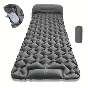 Ultra-Light Inflatable Camping Sleeping Pad with Pump, Quick Inflation Deflation Portable Air Bed with Headrest, Foldable Moisture-Proof Camping Mattress, for Hiking Car Camping Travel Outdoor Gear Outdoor Camping Equipment Inflatable Airbed
