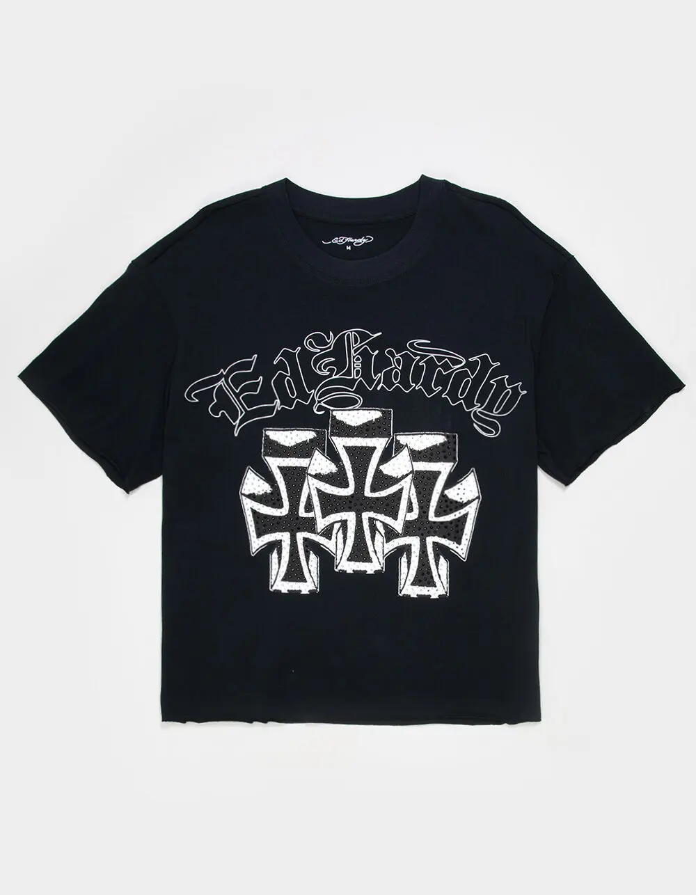 ED HARDY Cross Rhinestone Mens Boxy Tee