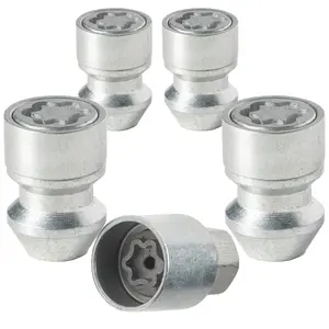 Hyundai Palisade 2020-2026 Wheel-Locks Lug Nut Kit M12 X 1.5 Thread Size - Set of 4 Lug Nuts + 1 Key - Farad H1/E Galvanized Silver