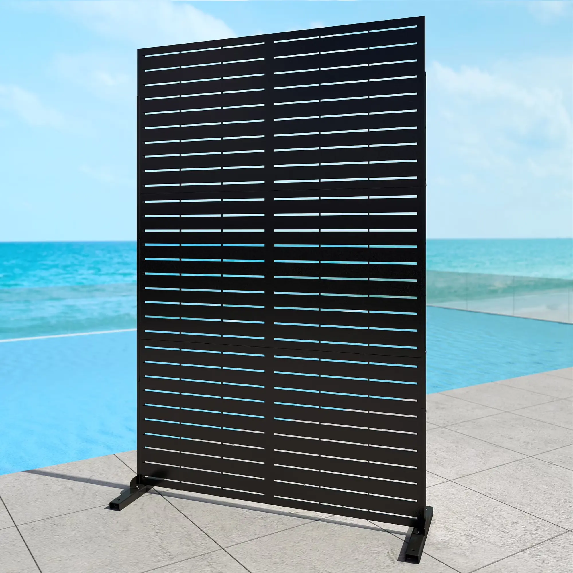 NAVINE Outdoor Galvanized Steel Privacy Screen Hardware - 72"H x 47"W Freestanding Lattice Fence, Pre-Drilled Holes, Assembly Guide, Quick & Easy Installation, Sun Protection, Garden Divider, Weather-Resilient Outdoor Landscape Decorative Fence Panel