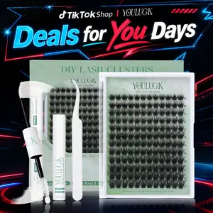 YOULUCK Moonlight DIY Lash Clusters Individual Lash Extensions Fluffy Waterproof Long-Lasting Lashes with Ultra-Thin Invisible Band Bond & Remover Lightweight 5D Handmade Quality