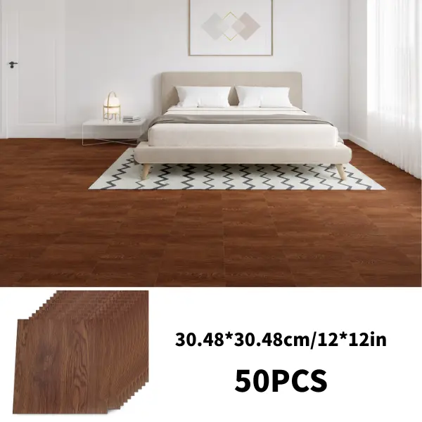 Yipscazo 12"x12" Peel and Stick Vinyl Floor Tiles, 50-Pack (50 Sq.Ft Coverage), Rustic Walnut Renter-Friendly Modern Flooring - Waterproof, Water-Resistant, Vinyl Material for DIY Home Improvement, Flooring Peel And Stick Waterproof