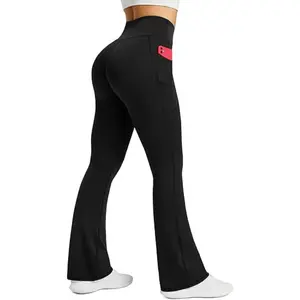 Women's Flared Yoga Pants High Waisted Flare Leggings with Pockets Bell Bottom Bootcut for Yoga & Casual Wear