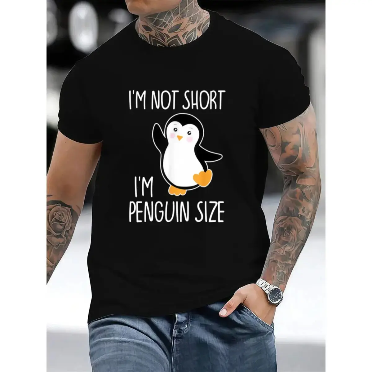 Cute Penguin T-Shirt for Daily Wear Funny Penguin Print, Breathable Comfort